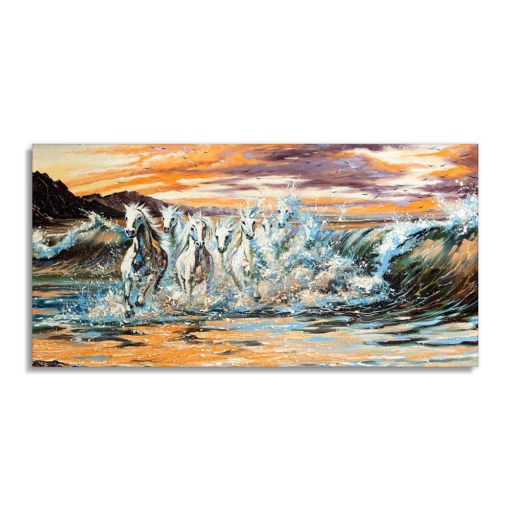 7 Horse Vastu Canvas Painting For Energize Your Space with Prosperity and Harmony