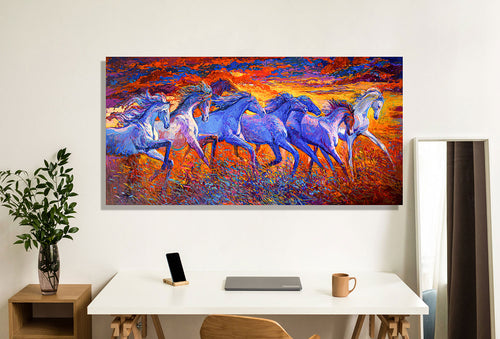 7 Horse Vastu Canvas Painting For Energize Your Space with Prosperity and Harmony