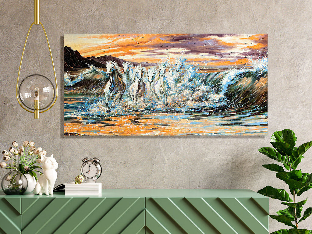 7 Horse Vastu Canvas Painting For Energize Your Space with Prosperity and Harmony