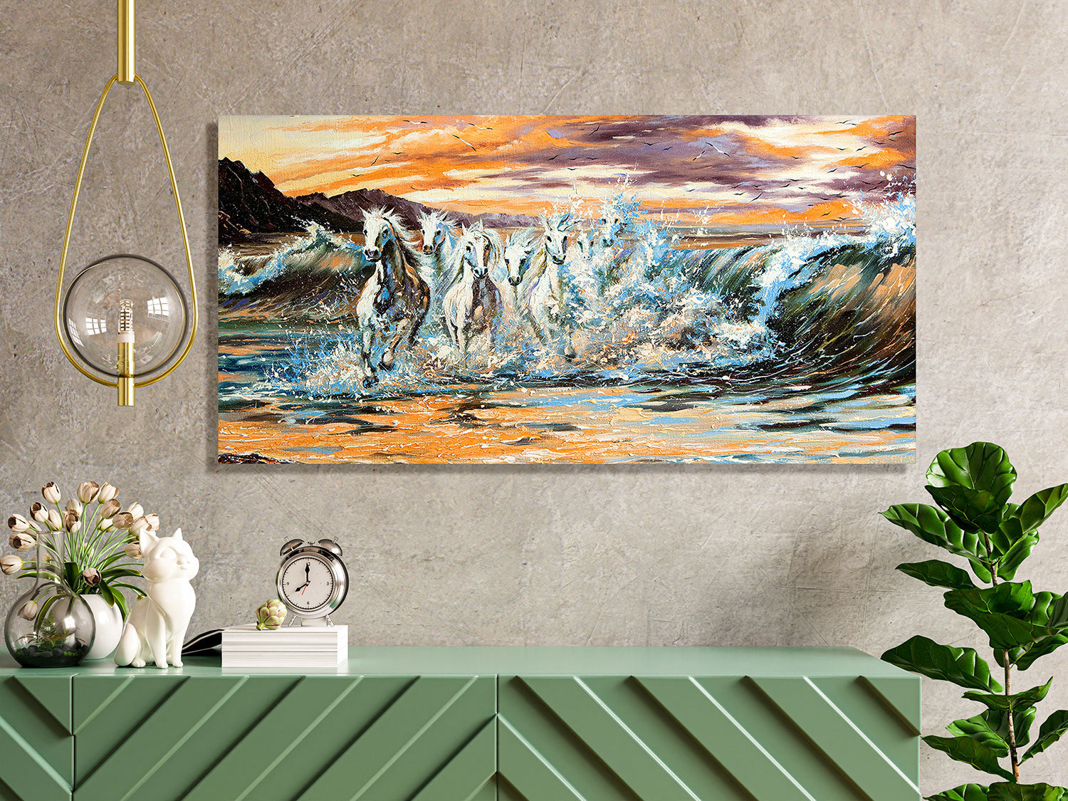 7 Horse Vastu Canvas Painting For Energize Your Space with Prosperity and Harmony
