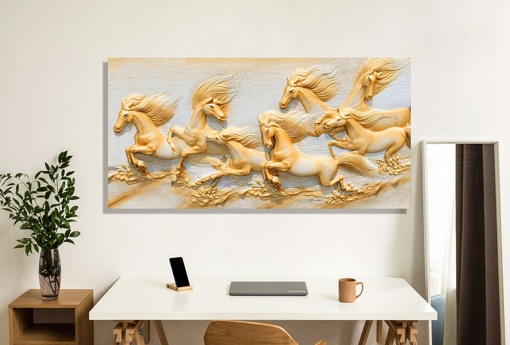 7 Horse Vastu Canvas Painting For Energize Your Space with Prosperity and Harmony