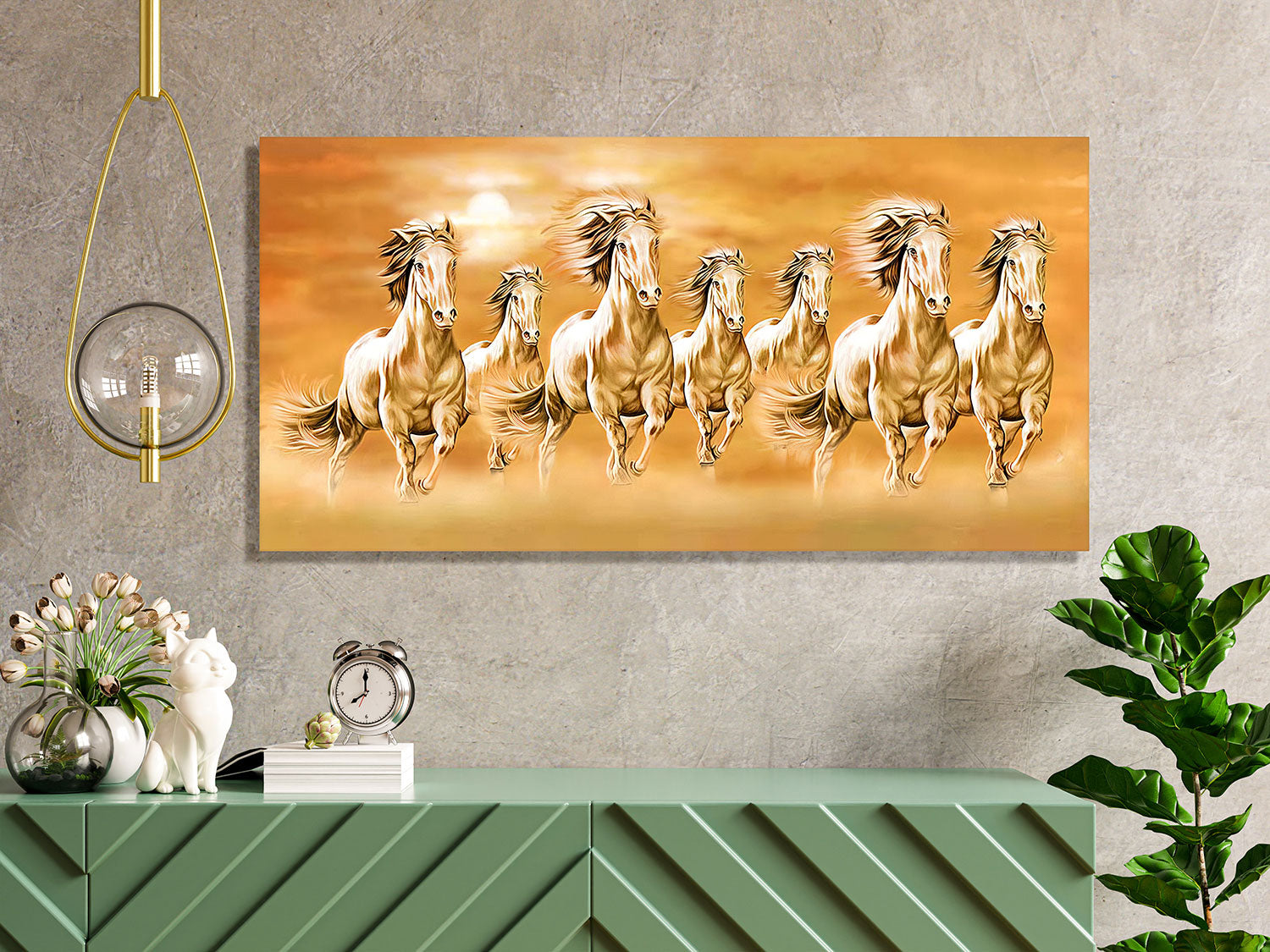 7 Horse Vastu Canvas Painting For Energize Your Space with Prosperity and Harmony