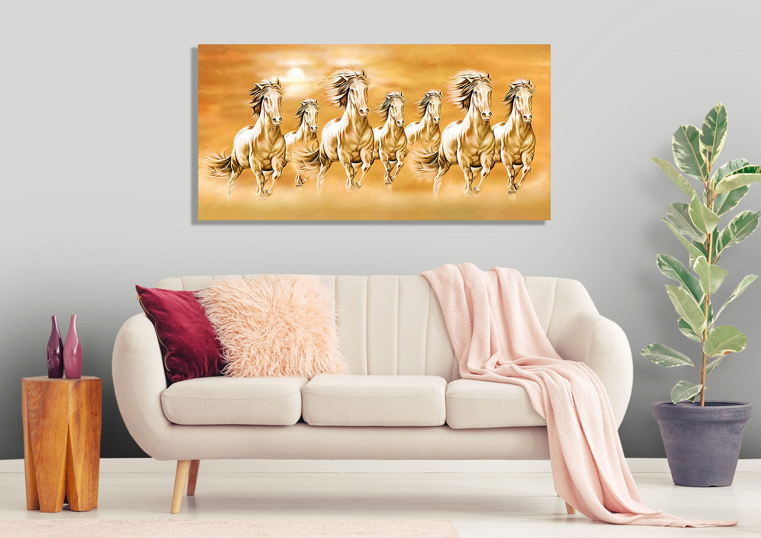 7 Horse Vastu Canvas Painting For Energize Your Space with Prosperity and Harmony