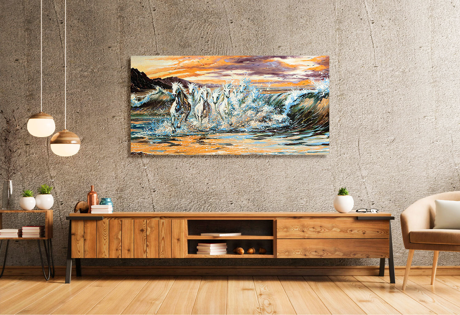 7 Horse Vastu Canvas Painting For Energize Your Space with Prosperity and Harmony
